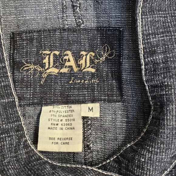 LAL Bell Sleeve Dark Blue Denim Button Up Jacket Size M - Picture 7 of 7